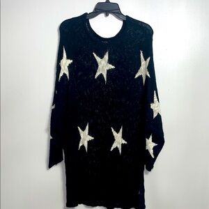 Oversized Black Sweater with White Stars